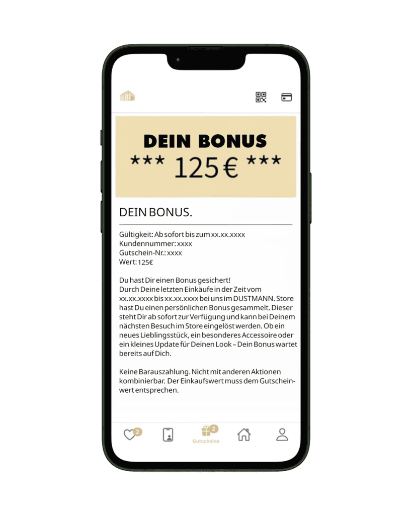 DUSTMANN. App Bonusauszahlung